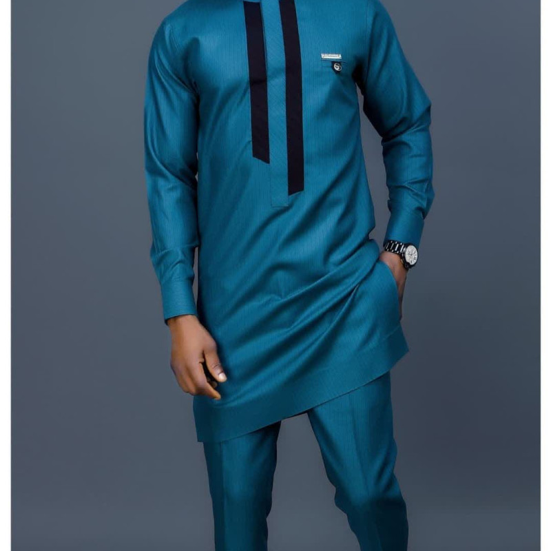Blue Long Sleeve Kaftan